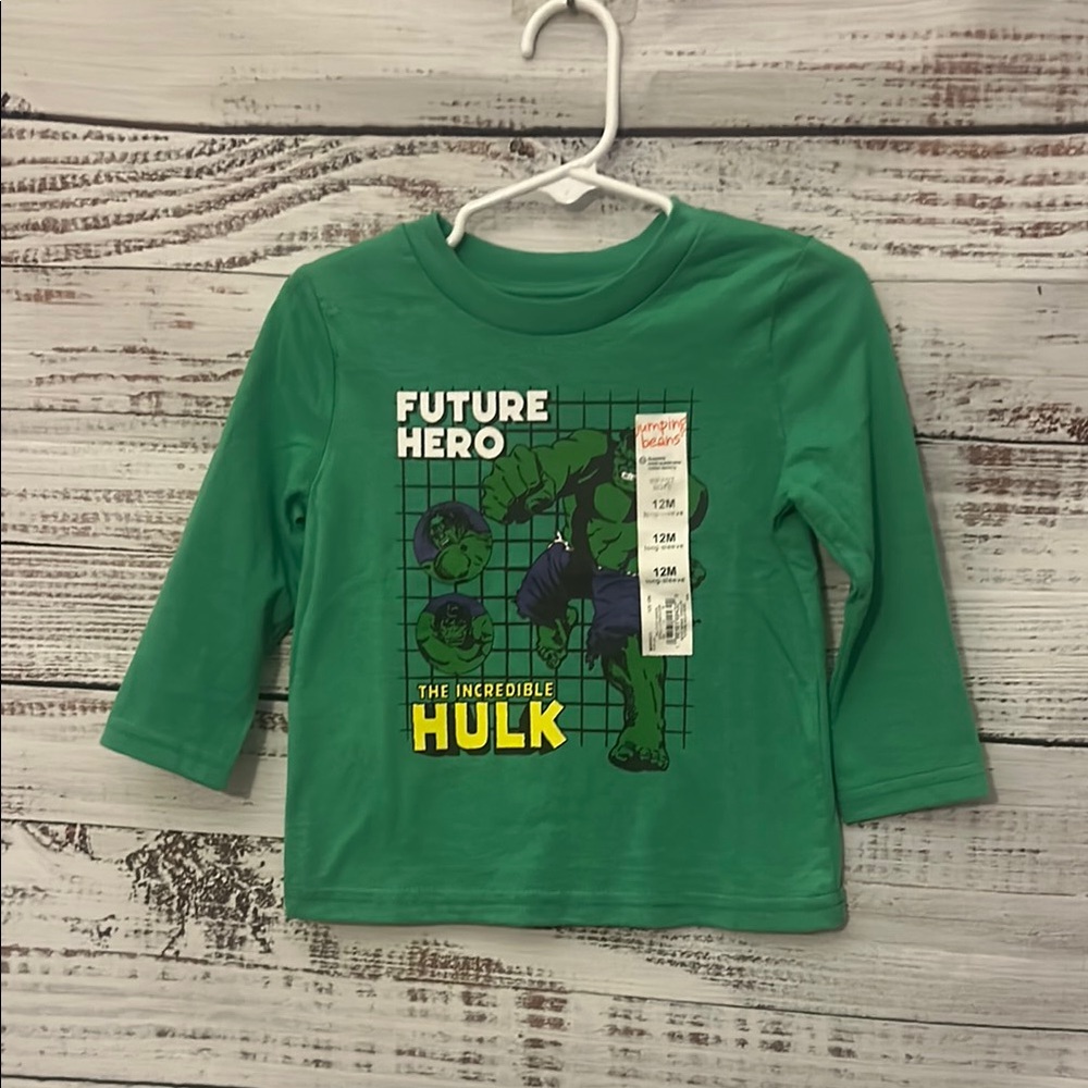 NWT jumping beans Green Hulk long sleeve size 12 months